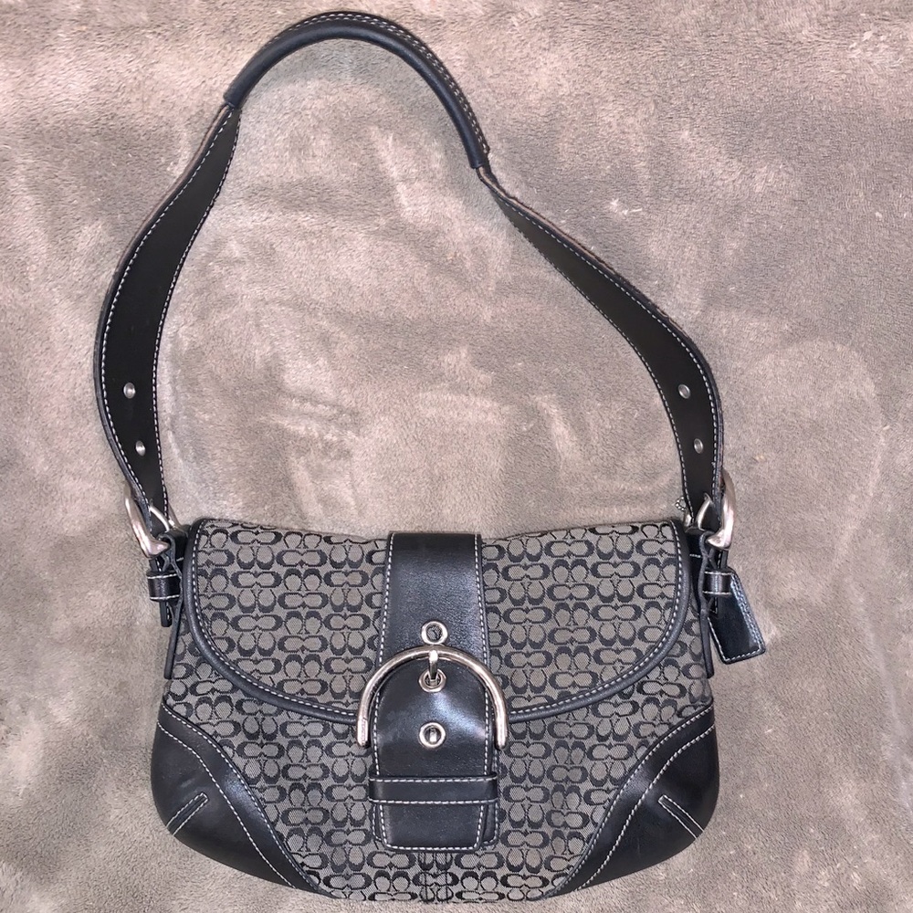Coach | Bags | Coach Purse K42688 Black Signature Logo Bag | Poshmark